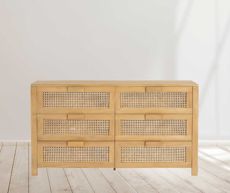 Motu Byron Bay MARURU 6 DRAWERS Teak Natural Rattan