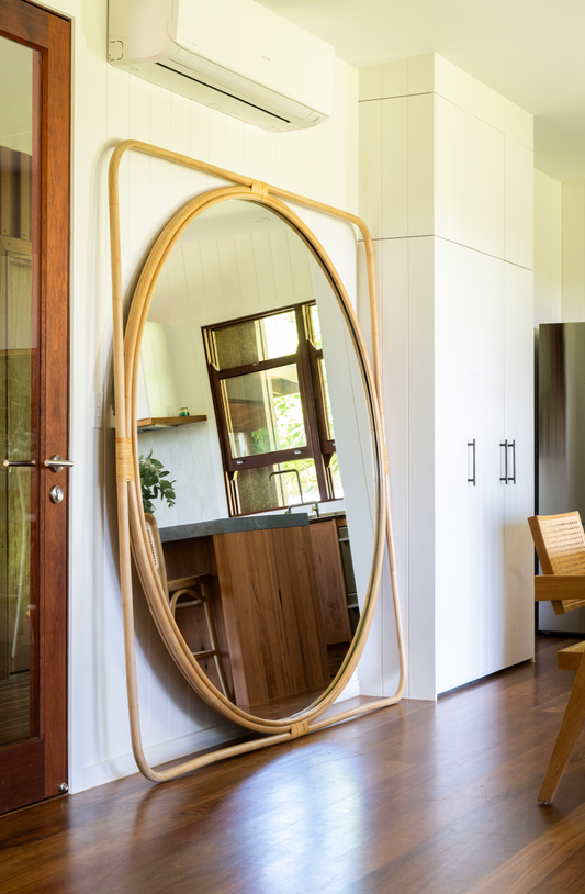 XL square Rattan mirror
