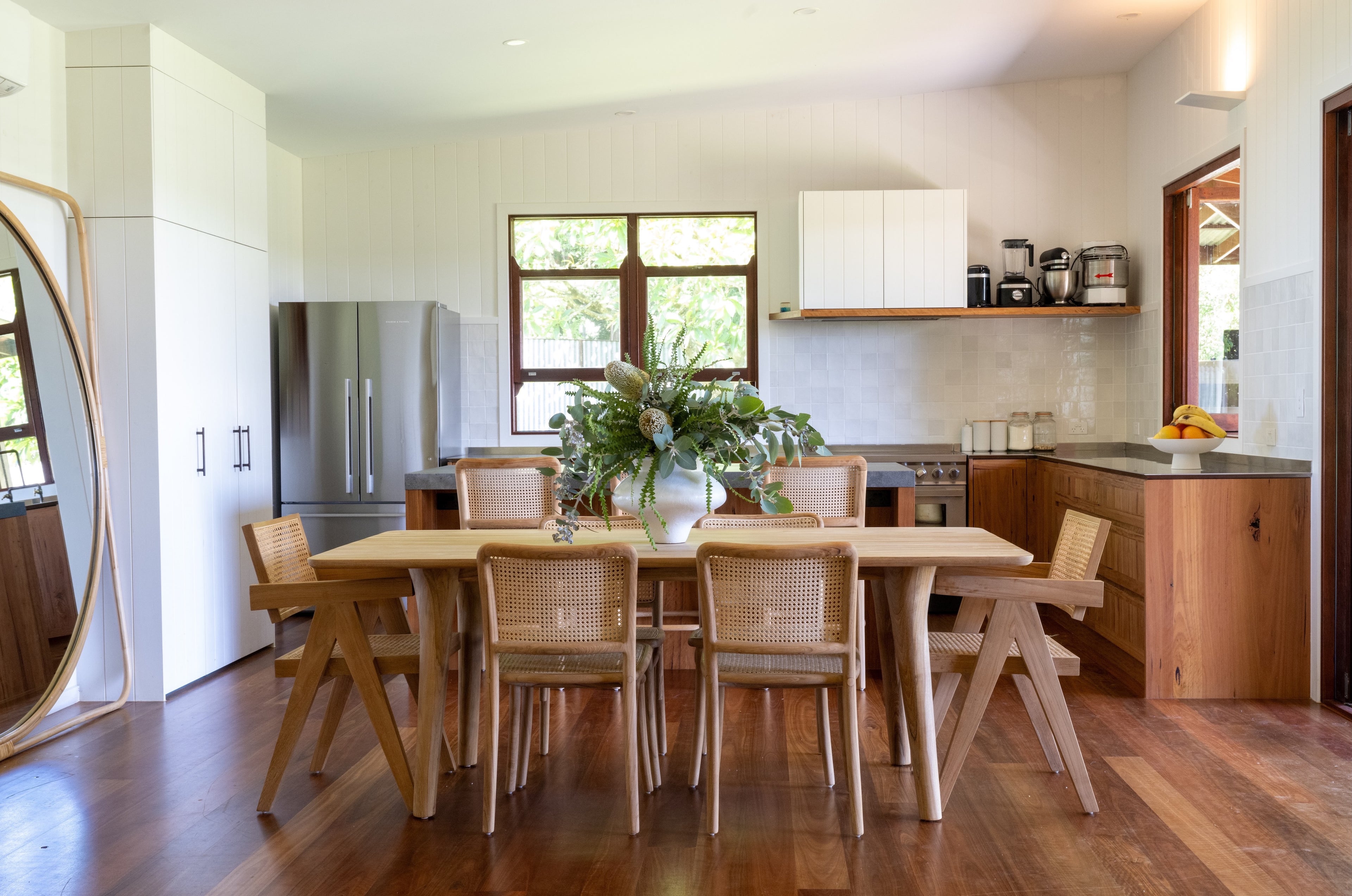 Motu_teak _rectangle _dinning table _teak chairs _rattan _Byron bay